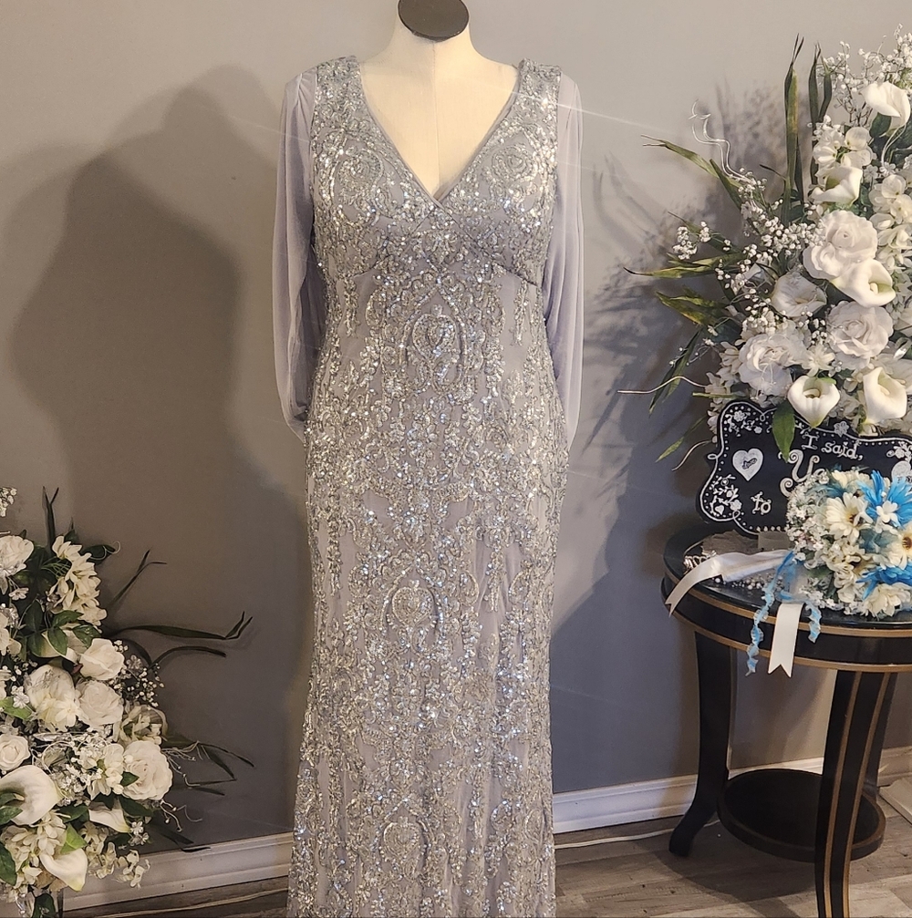 Sold Elegant Silver Evening Gown